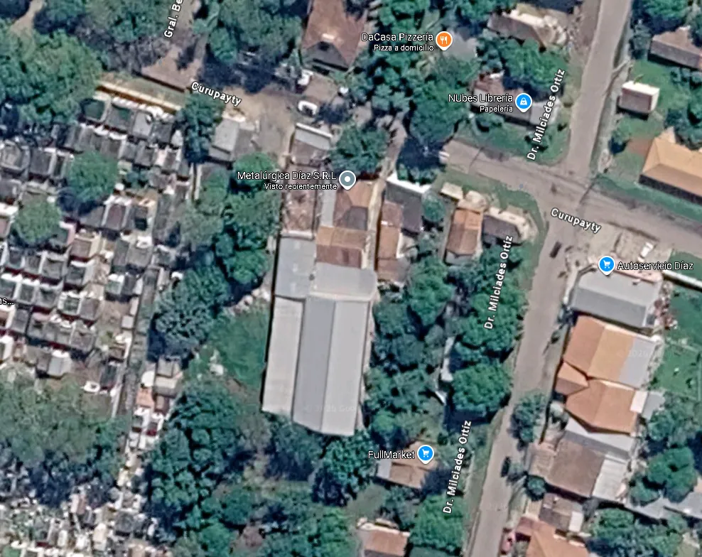 Mapa con la ubicación de Metalúrgica Díaz en Pilar